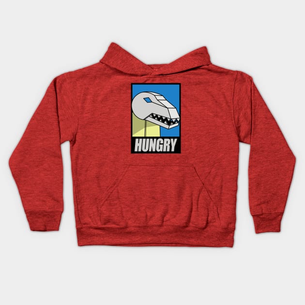 Funny Alien Dinosaur Robot Hungry 80's G1 Robot Cartoon Meme Kids Hoodie by BoggsNicolas